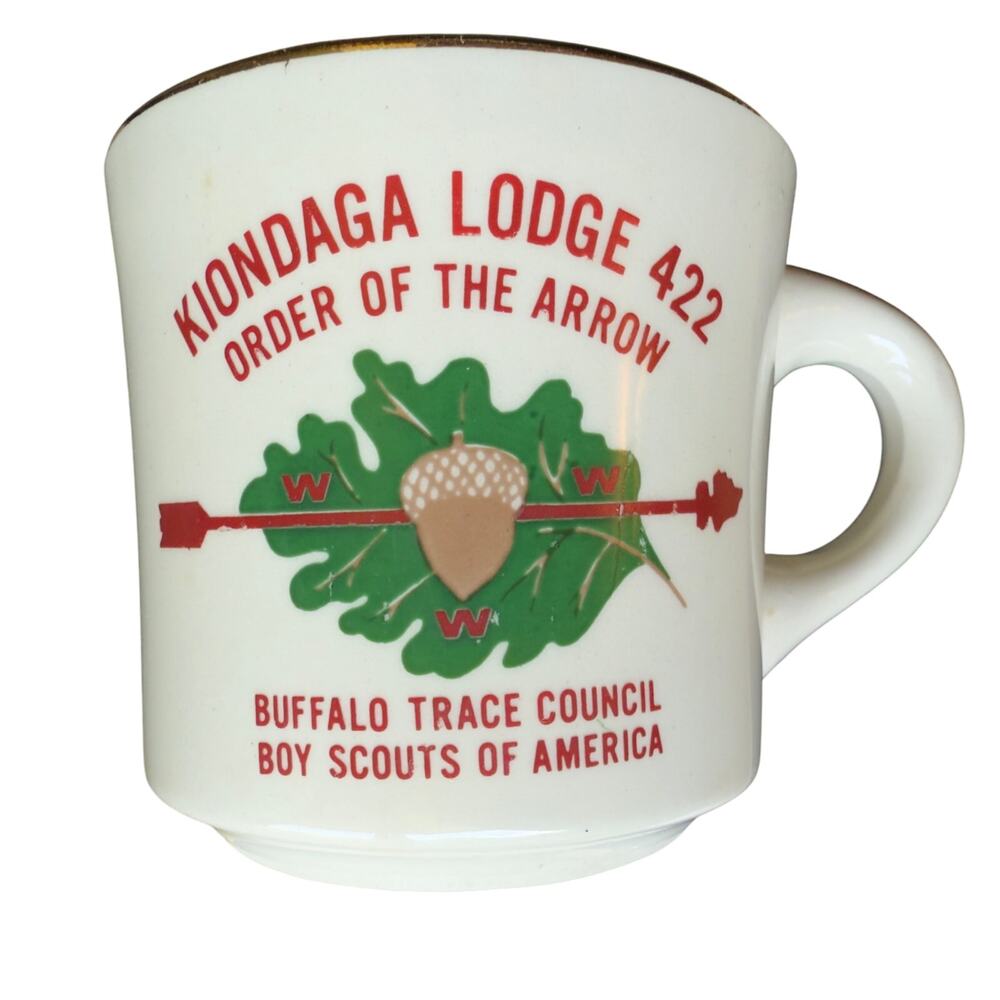 Vintage Boy Scouts of America BSA Kiondaga Lodge 422 Buffalo Trace Gold Rim Mug